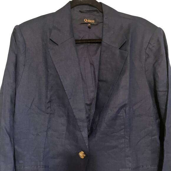 Quince 100% European Linen Structured Blazer Deep Navy Size XL - Picture 5 of 8